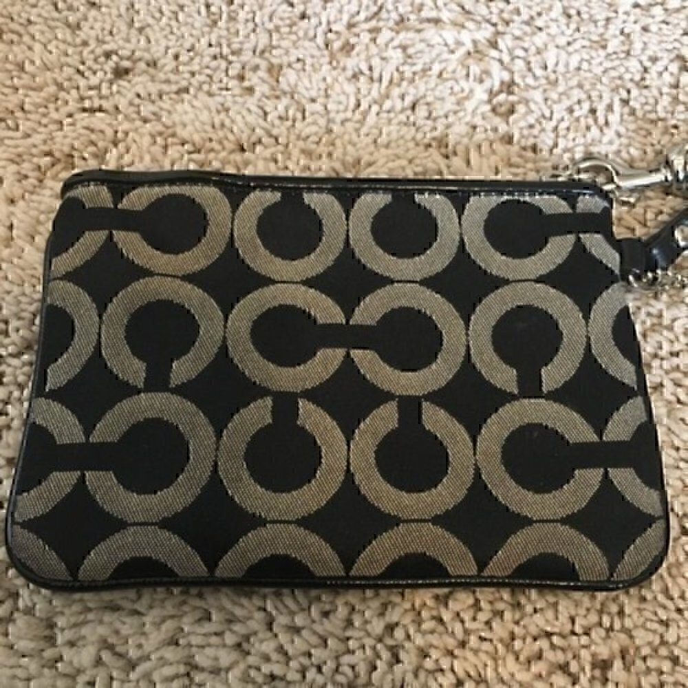 Coach Black and Tan OP Art signature wristlet - Picture 7 of 13